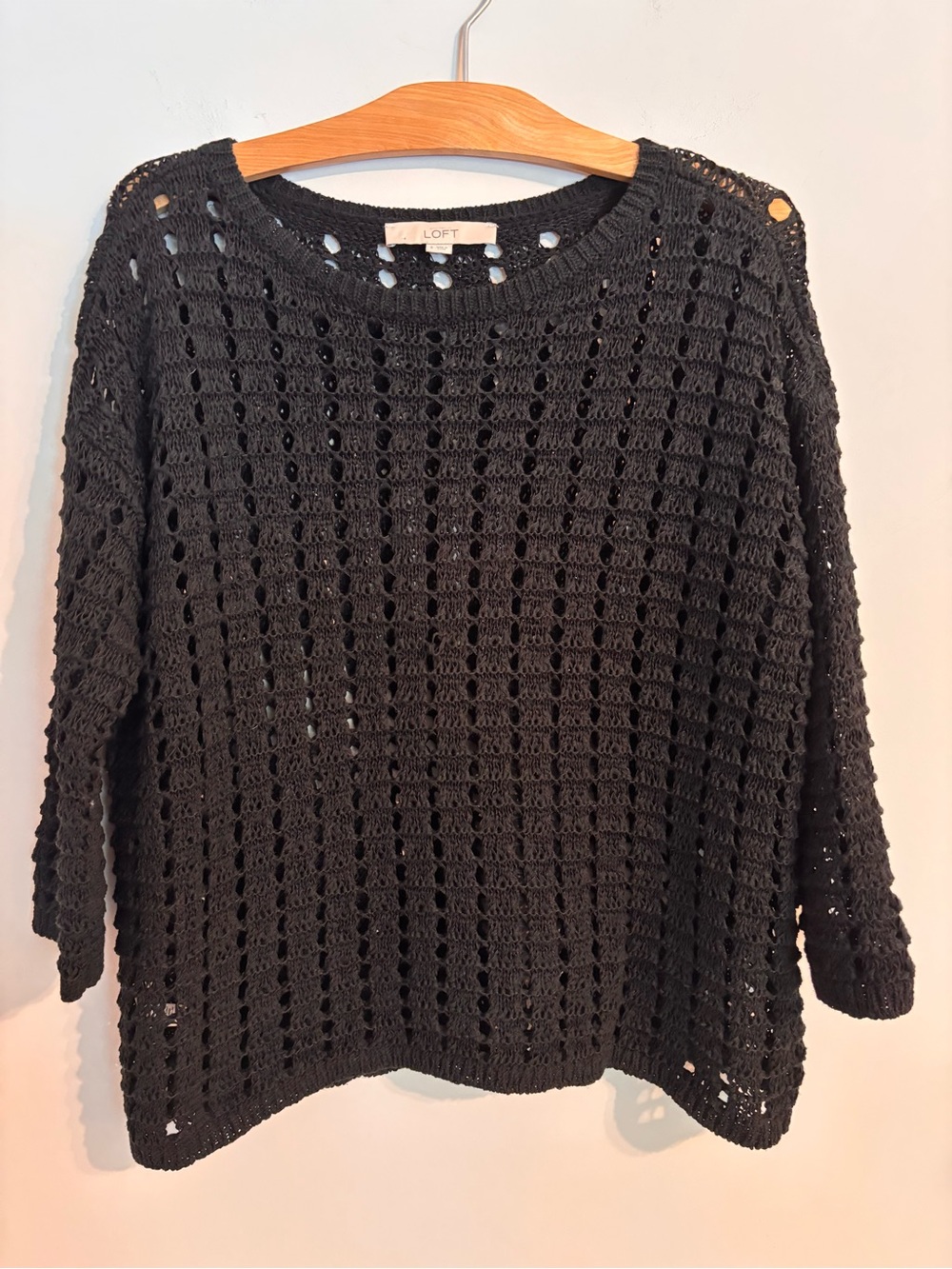 Loft Black Crocheted Oversized Sweater